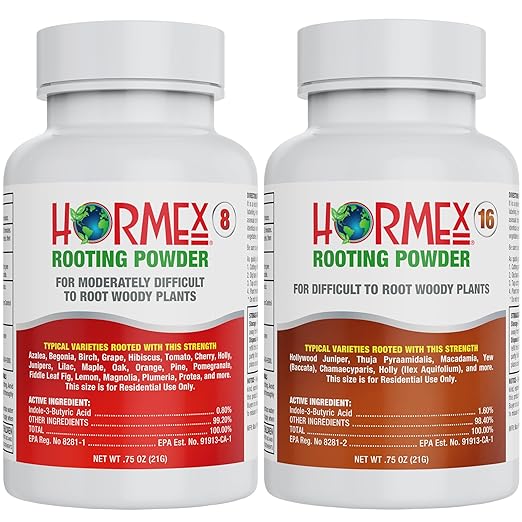 Hormex Rooting Powder #8, 16 (0.80-1.6 IBA) - Rooting Propagation Hormone for Semi-Hardwood to Hardwood Plants, Medicinal & Tree Cuttings - Root Stimulator for Plant Cloning - Maximum Growth Success
