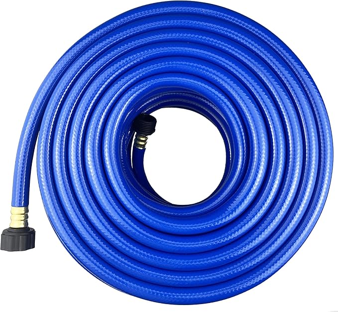PVC Garden Hose 1/2 Inch, Flexible Water Hose with Male and Female Fittings, No Leaking, Heavy Duty, for Household, Outdoors, Lawns, Patio (100 FT, Blue, Plastic Fittings)