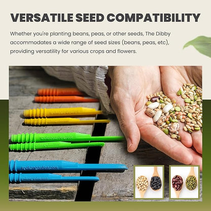 Dibby Seed Sowing Garden Tool Dibber Planter Transplanter – Sow Seeds at the Right Depth – Easily Transplant Delicate Seedlings (Dibby XL) Orange