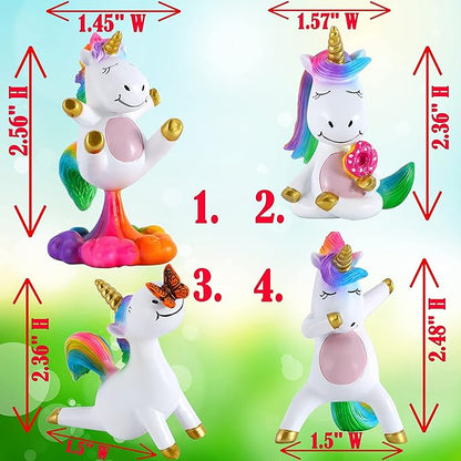 Mood Lab Miniature Unicorn Figurines Set - Funny Mini Statue Kit of 4 pcs - Unicorn Fairy Garden Accessories