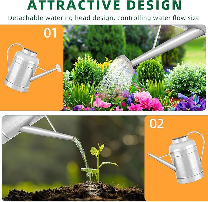 2.3 Gallon Metal Watering Can, Galvanized Watering Can for Outdoor Indoor Plants, Large Water Can for Plants and Garden Flower