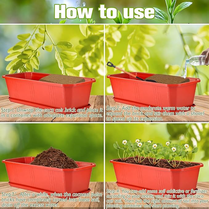 Halatool 10PCS Organic Coco Coir Brick, Compressed Coconut Coir Bricks Nutrient Potting Soil with Low EC & pH Balance, Premium Starting Soil Coconut Fiber Substrate for Plants Flowers Reptiles