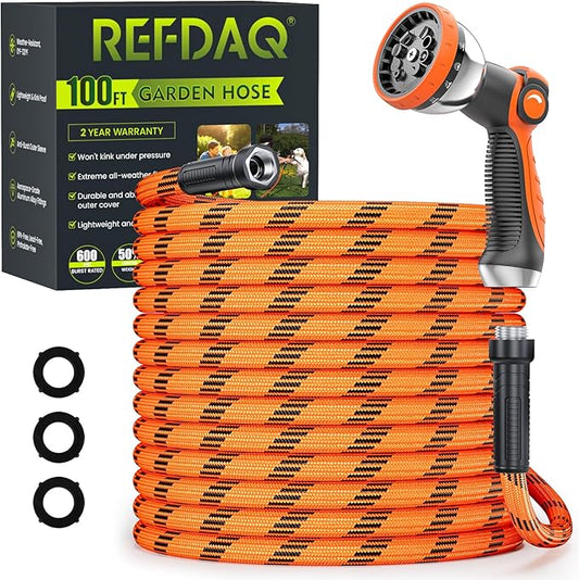 Garden Hose 100 ft, Water Hose Heavy Duty, Flexible Lightweight Non-Expanding Hose with 10 Function Sprayer, Leak-Proof, Burst-Resistant, High-Pressure, Anti-Kink, Garden Gifts for Men Women