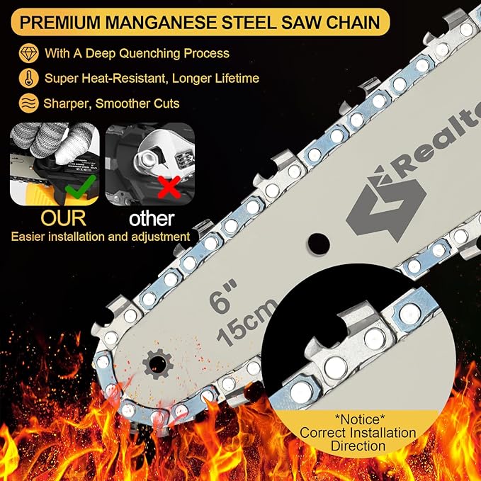 6 In Chainsaw Compatible with DeWalt Battery 20v - Mini Electric Cordless Brushless Chain Saw Handheld Compact Portable Mobile Small Trimming Pruning Chainsaw Set(Battery not Included)