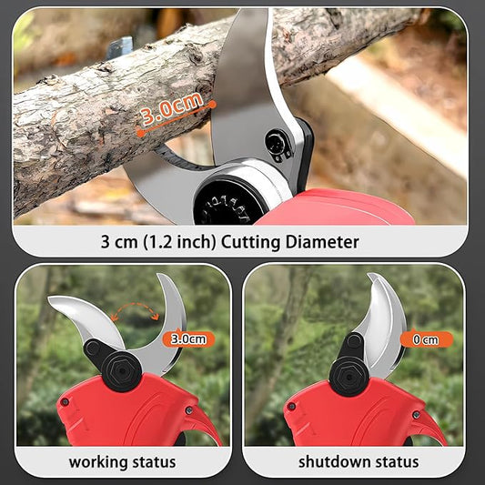 Electric Pruning Shears, 1.2"30mm Cordless Pruning Shears, 20V 2.0Ah Li-ion Battery Pruning Shears, Brushless Motor Electric Shears For Gardening, SK5 Blade Electric Pruners Cordless JOVANT
