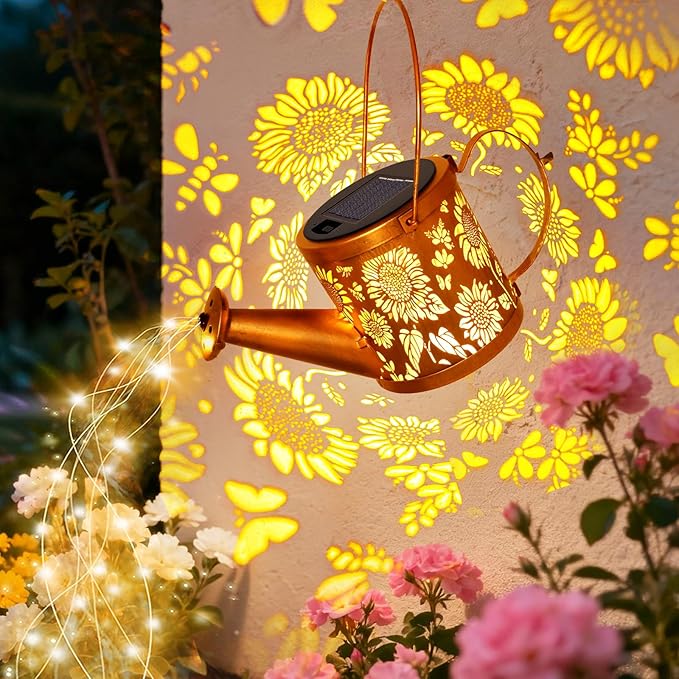 Solar Watering Can Lights Outdoor, Small Solar Yard Decorations Waterproof for Garden Decor, Sunflower Decorative Patio Lights Outside Pathway Lawn, Gifts for Mom Women Grandma Birthday Christmas