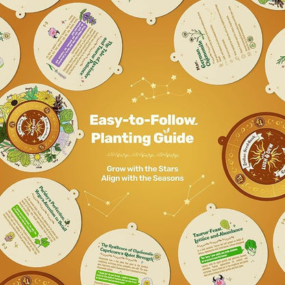 LUSH&DEW Zodiac Garden Seed Bank, 12 Varieties Non-GMO USA-Sourced Heirloom Herb Flower Seeds with Moon Calendar, Gardening Gift for Women Men, Witchcraft Supplies, Earth Sign (Taurus Virgo Capricorn)