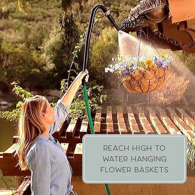 Bernini FlexEnd Garden Wand, Flexible Hose Sprayer with Fireman Nozzle for Versatile Watering and Cleaning - 31" Reach, Forest