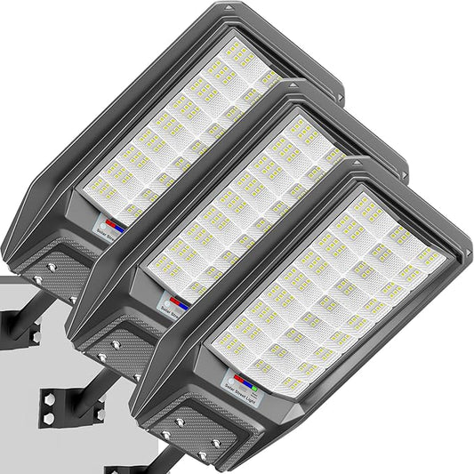 3‑Pack Solar Street Lights Outdoor, 9800W Super Bright LED Solar Powered Street Lamps with Motion Sensor, Dusk to Dawn, IP66 Waterproof for Yard, Garden, Parking Lot, Driveway, Farm