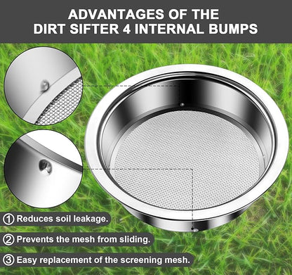 Bonsai Soil Sifter Set for Gardening - Soil Sieve with 5 Interchangeable Mesh (1mm, 3mm, 5mm, 7mm, 9mm), Garden Sifting Screen for Dirt, Sand, Rock, Filtration, Compost and Bonsai