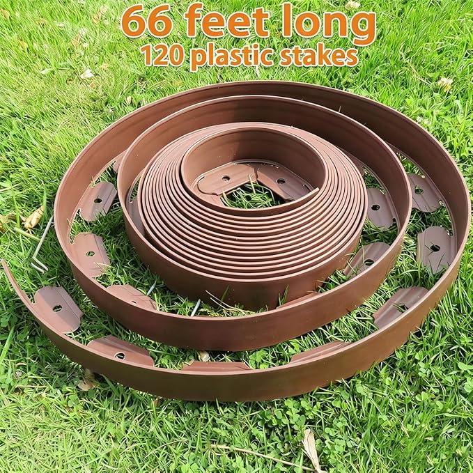 2In× 66Ft Landscape Edging with 120 Stakes, No Dig Garden Edging for Lawn Edging,Landscape Border Passway Border and Flower Bed Border