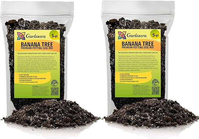 Gardenera Banana Tree Potting Soil - All-Natural Blend for Thriving Banana Trees - Promotes Deep Root Penetration and Optimal Nutrient Uptake (10 Quart)