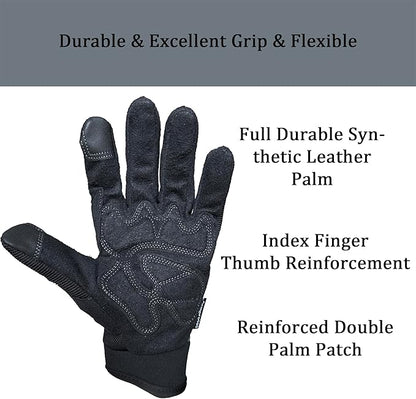 SKYDEER Touch Screen Leather Work Gloves for Men, Impact Protection, Vibration Reduction, Machine Washable Gardening Gloves (SD8820G/S)