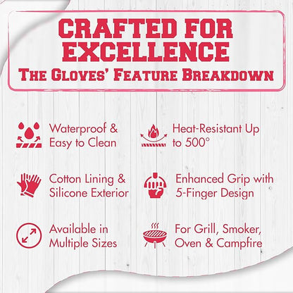 KITCHEN PERFECTION Silicone Smoker Oven Gloves For Women -Extreme Heat Resistant BBQ Gloves -Handle Hot Food Right on Your Smoker Grill Fryer|Waterproof Oven Mitts Grill Gloves |Superior Set+3 Bonuses