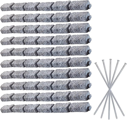 Beuta Landscape Edging | Garden Edging Border | Faux Stone Bricks for Lawn edging, Flower beds, Pathways & Yard Edging– 10 Packs | Each Section Has 6 Bricks 48"L x 4"W x 2.25"H | 30 Spikes |Greystone