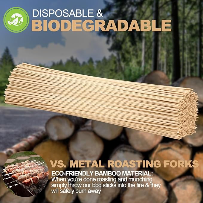 Suclain 600 Pcs 36" Long 5mm Thick Marshmallow Roasting Sticks, Smores Sticks Bamboo Skewers BBQ Kabob Grilling Barbecue Roasting Camping for Outdoor Fire Pits Campfires