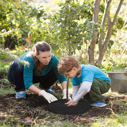 EBaokuup 12 Pack 20.5 Inch Non-Woven Tree Mulch Ring - Degradable Tree Protector Mat, Reusable Tree Weed Barrier Mat for Weed Control Root Protection