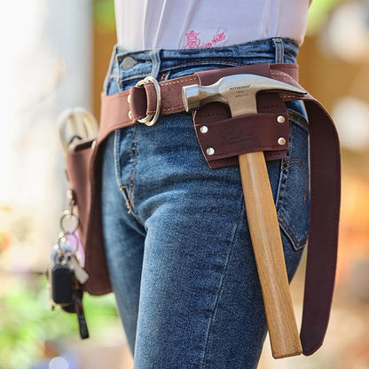 Leather Garden Tool Belt for Women- Utility Belt, Gardener Gifts, Florist Belt Holster, Gardening Belt, Small Tool Belt - Gift Box Included with Hammer Holder