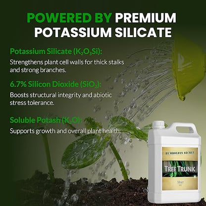 Humboldts Secret Tree Trunk | Potassium Silicate Additive | Liquid Fertilizer for Thicker Stalks, Stress Resistance & Branch Development | Indoor & Outdoor Plant Food, Hydroponic Nutrients, 32 Ounce
