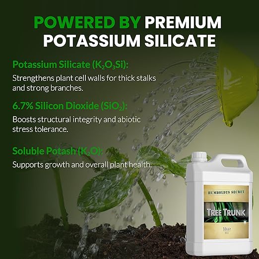 Humboldts Secret Tree Trunk | Potassium Silicate Additive | Liquid Fertilizer for Thicker Stalks, Stress Resistance & Branch Development | Indoor & Outdoor Plant Food, Hydroponic Nutrients, 32 Ounce