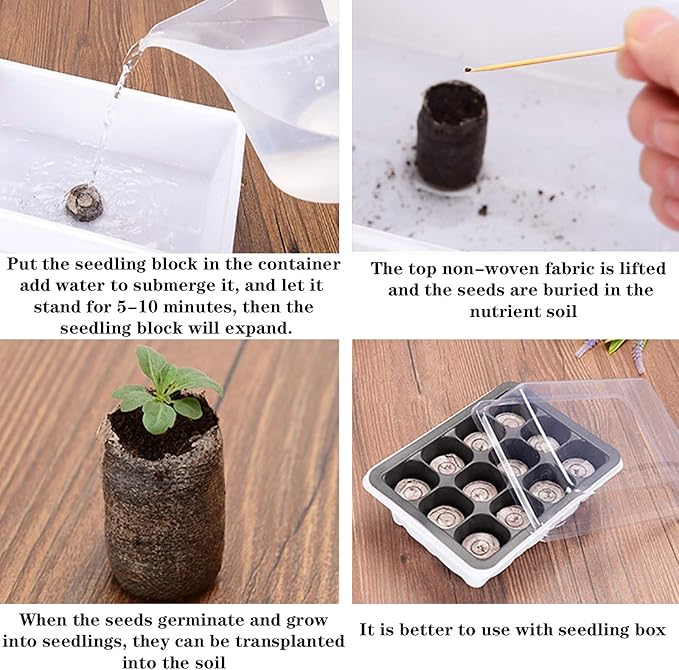 Tlswshsy 120 Pcs 30mm Peat Pellet Plant Pallet Seedling Soil Block, Plant Starting Plugs, Transplanting Growing Garden Flower Vegetables