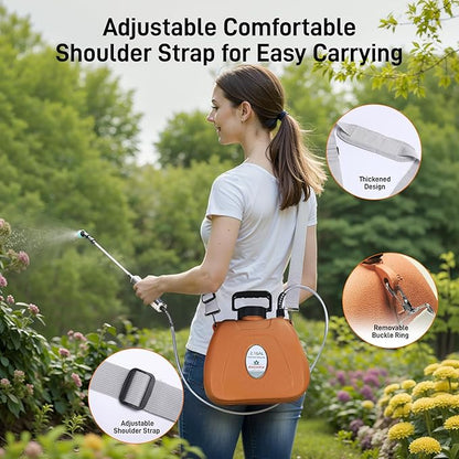 Electric Garden Sprayer 2.1 Gallon, 4 Mist Nozzles, Telescopic Wand, Adjustable Shoulder Strap, USB Rechargeable Waterproof Handle, Automatic Plant Mister for Lawn Garden