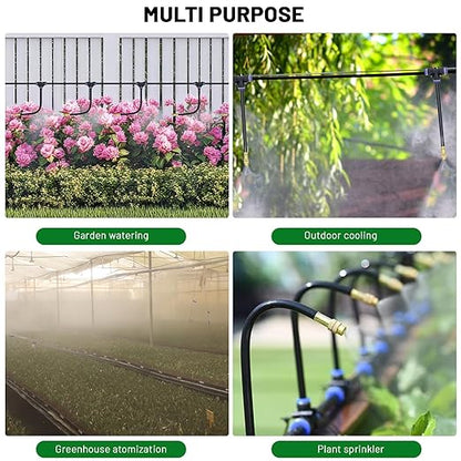 360° Adjustable Drip Irrigation System - 40FT Garden Watering System with 13 Nozzles, Garden Irrigation System, Greenhouse Accessories, Atomizing System for Yard, Lawn, Plants, 5/16 inch Hose