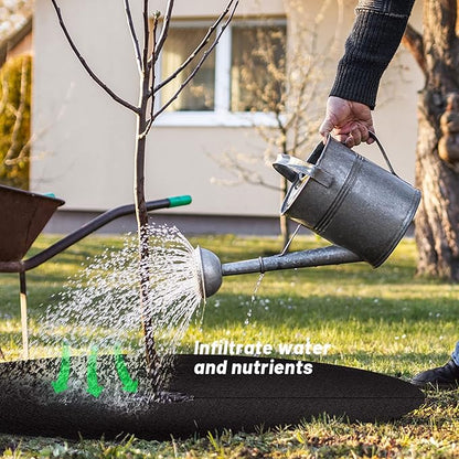 32.5 Inch Non-Woven Tree Mulch Ring 6 Pack, Weed Barrier Mat,Degradable Tree Mulch Used to inhibit Weed Growth and Landscape Weed Control Plant Root Protection (Black-6 pack-32.5")