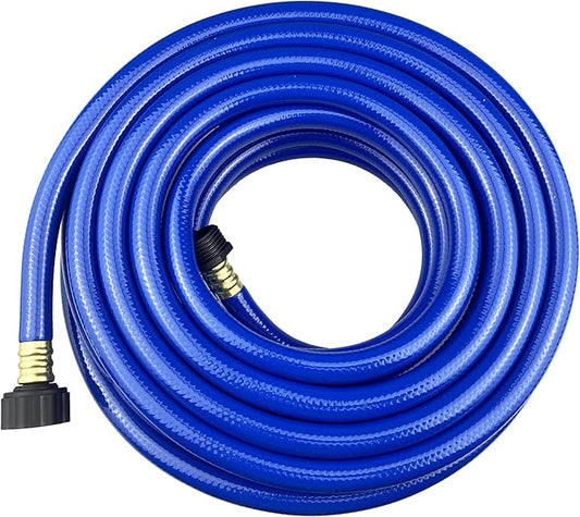PVC Garden Hose 1/2 Inch, Flexible Water Hose with Male and Female Fittings, No Leaking, Heavy Duty, for Household, Outdoors, Lawns, Patio (50 FT, Blue, Plastic Fittings)