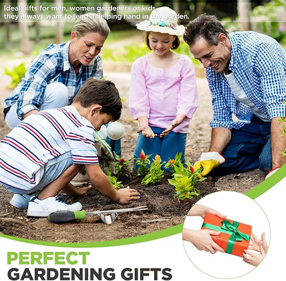 WORKPRO Weed Puller Tool, Metal Leverage Base and V-Shaped Forks for Easy Weed Removal & Deeper Root Digging, Heavy Duty Stainless Steel with Soft Handle, Manual Hand Weeder for Gardening