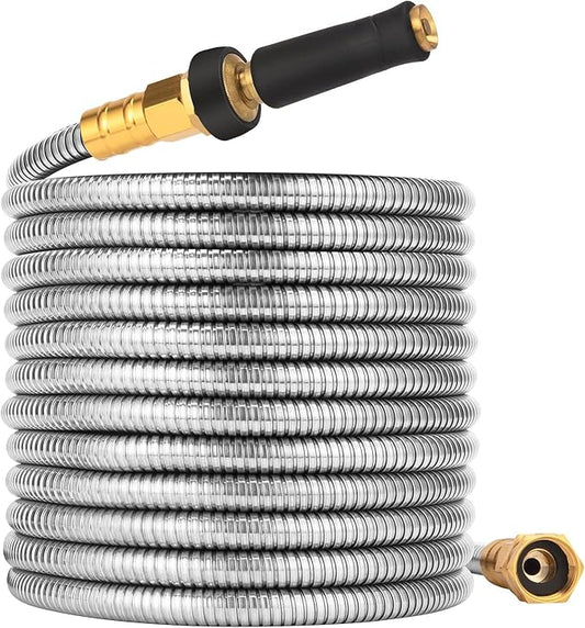 Metal Garden Hose 175 FT - 304 Stainless Steel Water Hose 175 FT - Expandable Short Flexible Garden Hose,no Kink Explosion, no Bite
