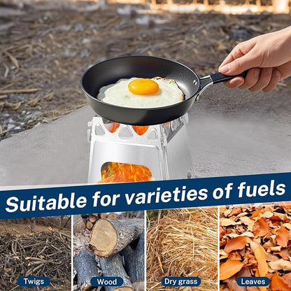 Folding Wood Burning Stove, Outdoor Portable Camping Stove, Wood Backpacking Stove, Stainless Steel Hiking Stove for BBQ Picnic