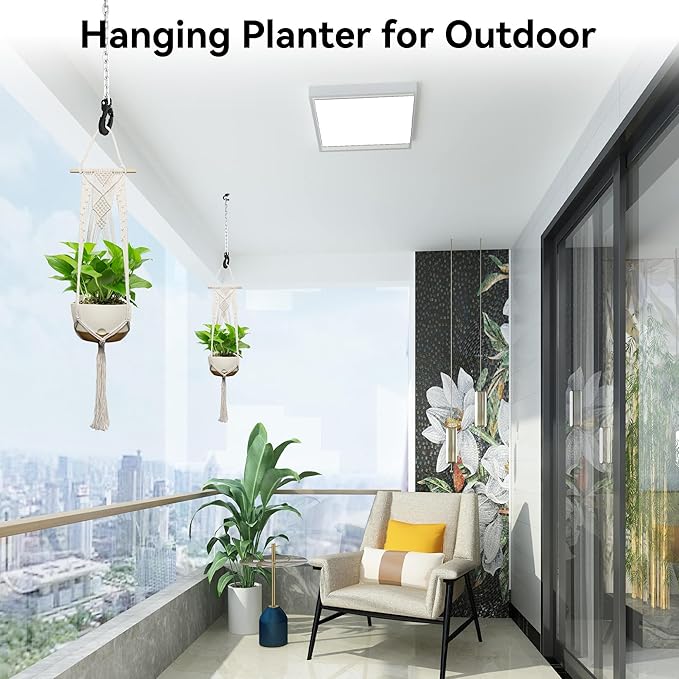 USLAI Plant Basket, Indoor Outdoor, 47 Inch, Up to 4-12 inch Pot, Heavy 20lb Planters, Macrame Extra Long Strong Hanging Planter Basket, Boho Home Decor, Set of 2 (POTS NOT Included)