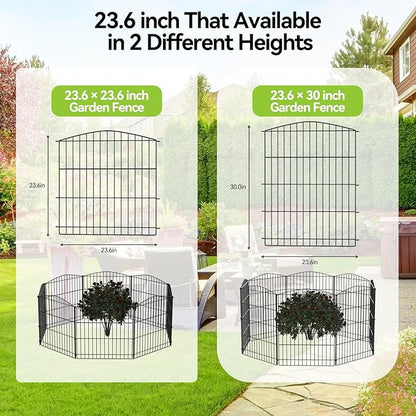 INJOPEXI Garden Fence 12 Panels 23.6ft (L)×30in (H) Decorative Garden Fences with 11 Panels + 1 Gate, No Dig Animal Barrier Fencing Rustproof Metal Wire Temporary Dog Fence Border for Outdoor Yard