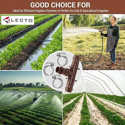 LECTO Universal 5/8", 1/2", .700" Drip Line Repair Kit – Tee, 3