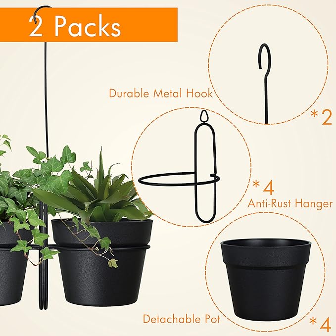 Gardzen Hanging Planters, Hanging Pots Holder for Plants Outdoor & Indoor, Plant Hangers for Plant Flower, L