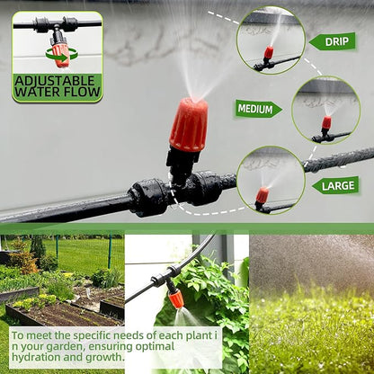 20PCS Push-to-Fit Drip Irrigation Micro Spray Emitters for 1/4 inch Irrigation Tubing, Three-Way Adjustable Atomizing Nozzle, Irrigation Dripper Sprinklers for Garden Greenhouse Agricultural