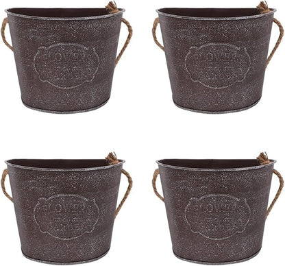 GANAZONO Wall Hanging Flowerpot 4-Pack Iron Art Small Indoor Outdoor Plant Holders with Lanyard for Succulents and Mini Plants Wall Mounted Planters