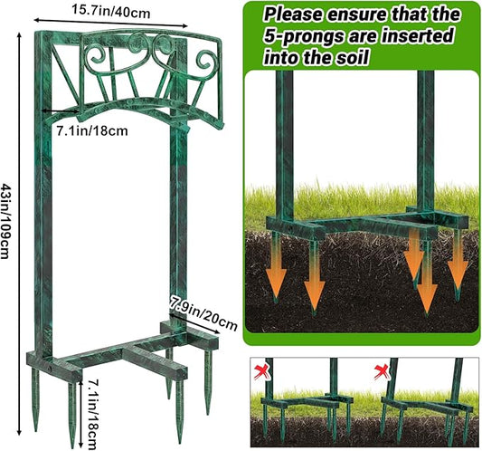 Garden Hose Holder, Heavy Duty Metal Water Hose Holders Hose Stand with 5 Spikes, Freestanding Hose Storage Rack Hose Hanger Holds 150ft Hose for Outside Yard Lawn Garden Decor (Retro Green)