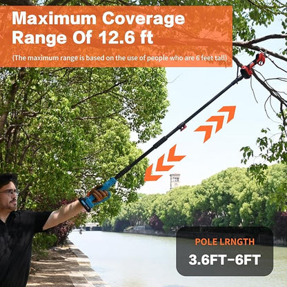 Electric Pole Pruning Shears with Reach Up to 13-Feet Pole and Portable Bag.1.1Inch(28mm) Pole Pruning Shears for Tree Trimming, Cordless Pole Tree Trimmer (Included 2Pcs 2.0Ah Battery)