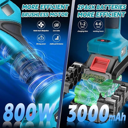 Electric Pruning Shears with Pole 1.4-2.0 Cutting Diameter & 2-IN-1 Electric Pole Pruner,2PCS 21V 3.0Ah Batteries,Brushiless Motor,4 Modes Adjustable Branches Cutter for Flower, Tree Trimming(Blue)