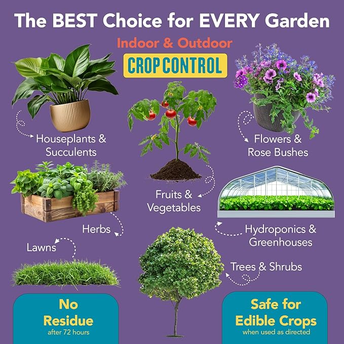 Trifecta Crop Control Insecticidal Soap for Plants | All Natural Fungicide for Plants | Spider Mite Killer Indoor Plants, Food Safe Commercial Grade Pesticide, Herbicide, Spider Mites Spray for Plants