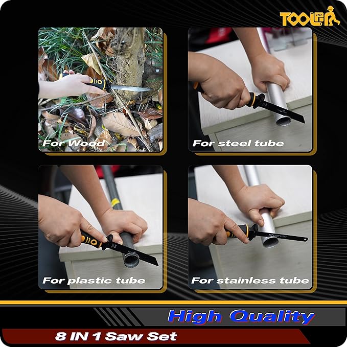 8-In-1 Multi Blades Hand Saw, Drywall Cutter. Hacksaw. Long Blade Hand Saw, Jab Saw, For Cutting Drywall, Sheetrock, Wood, Metel, Plastic, Plywood. Blade Quick Change Mechanism.