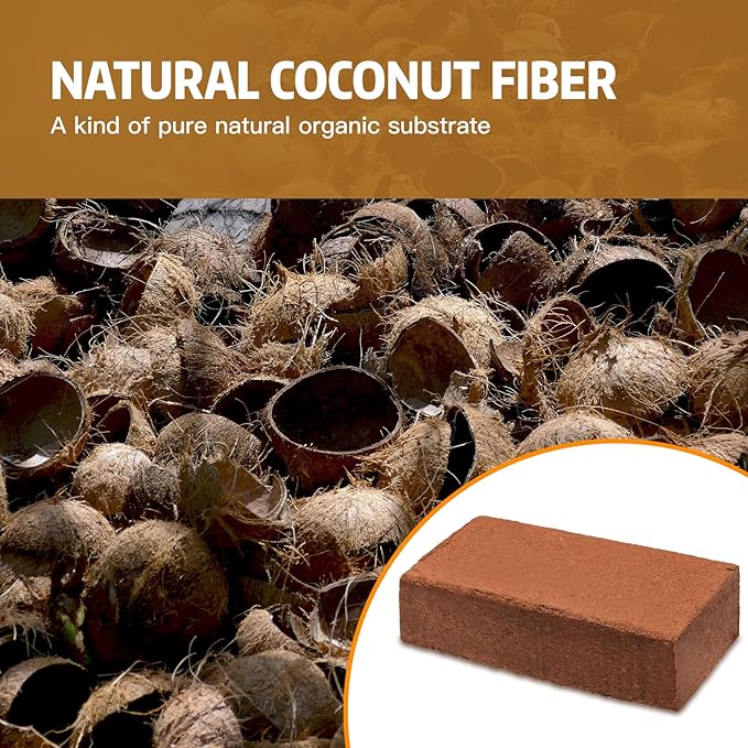 Premium Coco Coir Brick, 1.4Lb High Nutrinent Coconut Soil, OMRI 100% Organic Low EC & PH Balanced Potting Soil for All Plants Gardening, Hydroponics and Reptile Substrate (650G x 4)