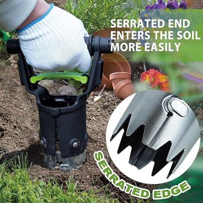 Hugeleaf Bulb Planter Tool, 1-5 Inch Depth Garden Bulb Planter with Comfortable Grip Handle, Galvanized Steel Serrated Edge for Planting Tulip Daffodils Dahlias Onions