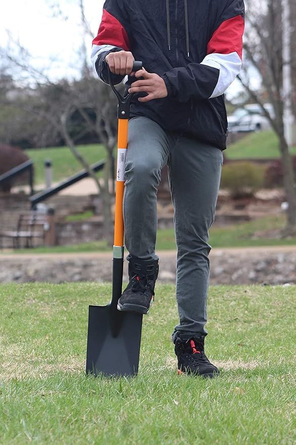 Ashman Spade Shovel (6 Pack) – 41 Inches Long D Handle Grip – The Single Shovel Weighs 2.2 Pounds and has a Durable Handle – Premium Quality Multipurpose Orange Spade Shovel with Strong Build.