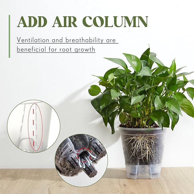 9 Pcs Self Watering Pots for Indoor Plants with Deep Reservoir and High Drainage Holes for Outdoor Plants and Flowers, Bare Root Planter (5.91'',Clear)