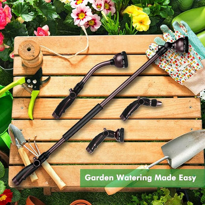 RESTMO 36”Long Watering Wand, 180° Swivel Head Metal Garden Hose Wand with 10 Spray Patterns, 3ft Heavy Duty Hose Nozzle Sprayer with Thumb Flow Control, Ideal to Water Hanging Baskets, Shrubs