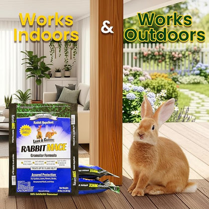 Nature's Mace Rabbit MACE Granules, 90 Pounds, Treats 57,000 sq ft, Rabbit Repellent Granular, Outdoor Deterrent for Garden, Landscape Protection, Safe to Use Around Pets, People, & Plants