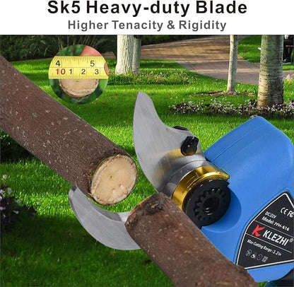 Professional Cordless Electric Pruning Shears with 2 PCS Backup Rechargeable 2Ah Lithium Battery Powered Tree Branch Pruner, 30mm (1.2 Inch) Cutting Diameter, 6-8 Working Hours